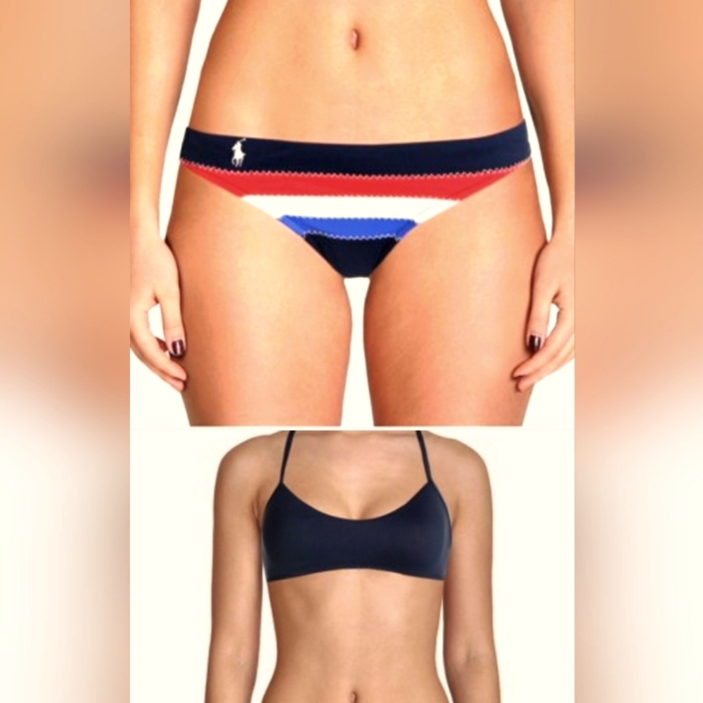 Ralph Lauren Women's Swim Suit 2Pc Navy/Mavy Multi Sz XL Ret: $112 Discontinued